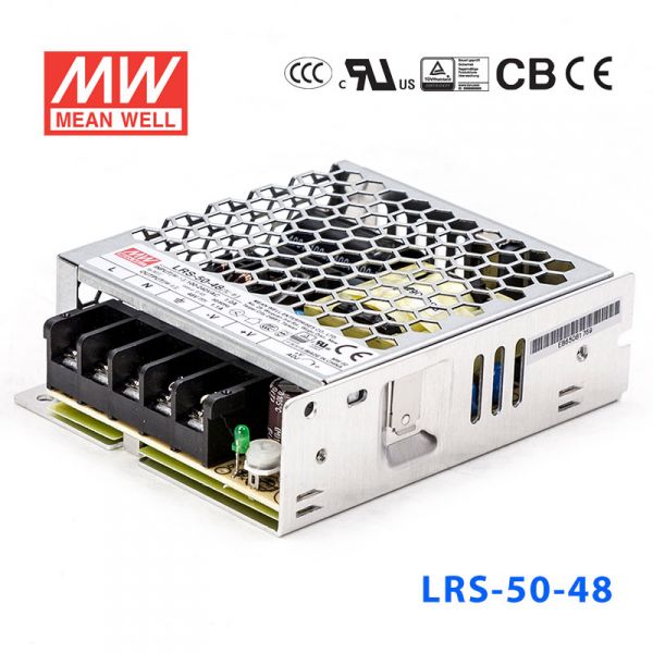明纬电源LRS-50-48 52.8W 48V 1.1A单路输出超薄型低空