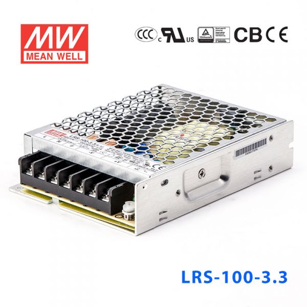 明纬电源LRS-100-3.3 66W 3.3V20A单路输出超薄型低空载